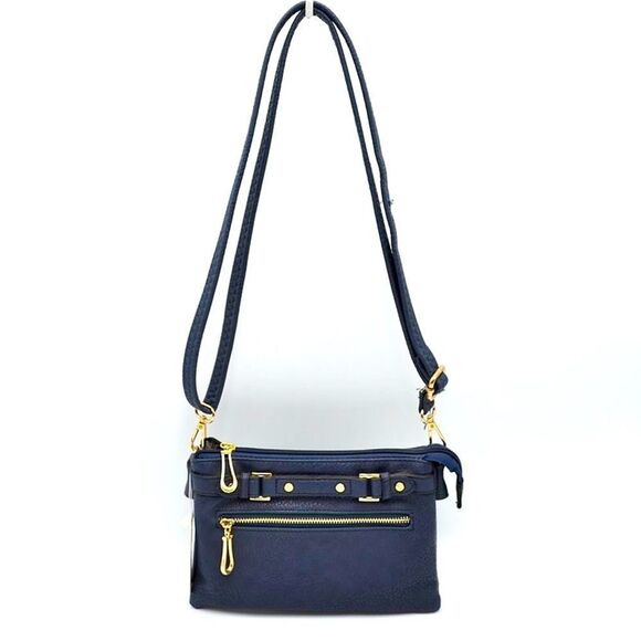 Small Buckle Front Crossbody Organizer Handbag - Picture 1 of 9